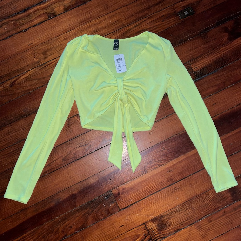 **Never worn** Windsor neon yellow crop top with front tie detail